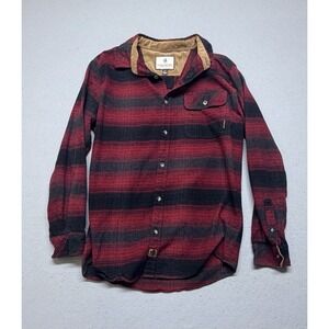 Legendary Men's Whitetails Red Black Plaid Flannel Shirt Jacket Corduroy‎ Large